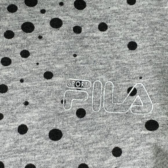 Fila Sport Gray Polka Dot Graphic Tee Women’s M Cotton Stretch Activewear - Picture 9 of 10